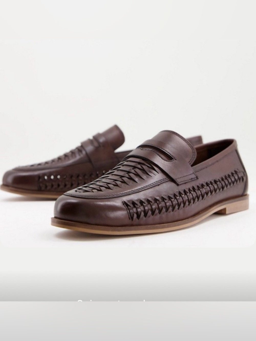 NWOB WALK London Arrow Penny Woven Loafers - Brown Leather - Men’s 12 Classic
